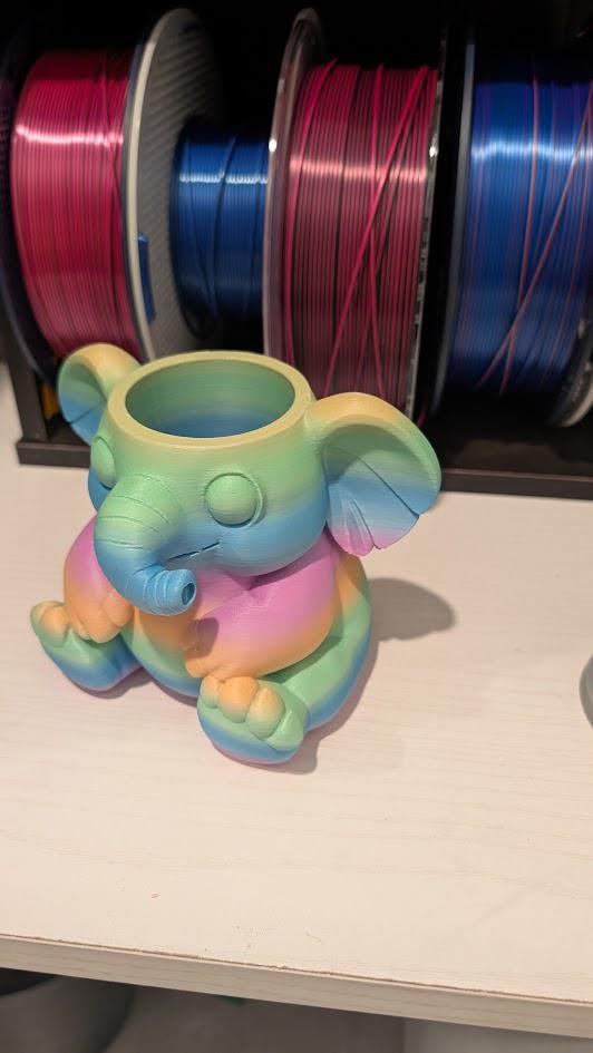 3D Printed Elephant Pen Holder and Drink Caddy, Desk Organizer, Pencil Cup, Can Holder